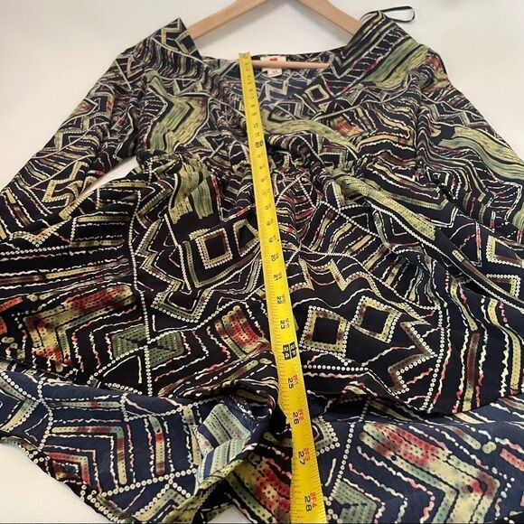 One clothing medium navy and green batik print romper with V neckline skort - Picture 3 of 6